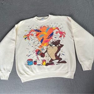 Vtg 1996 Freeze Looney Tunes
Taz Painting USA All over Print
Sweatshirt Large